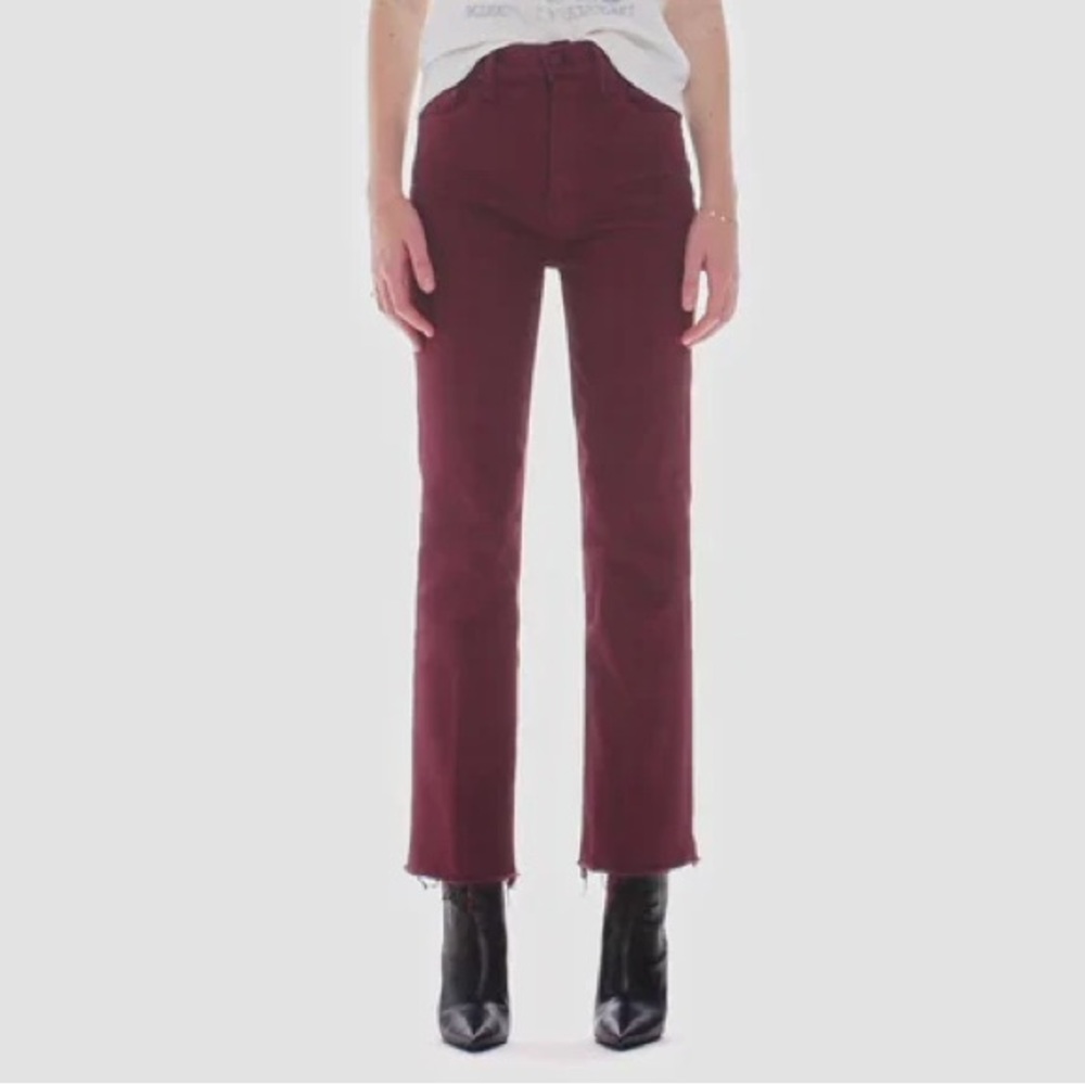 Women's Burgundy Jeans Current/Elliott Crop Bootcut the kick jeans 26‎